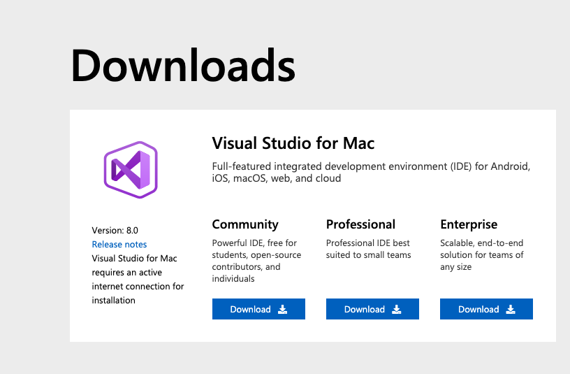 Xamarin studio free download for mac windows 10